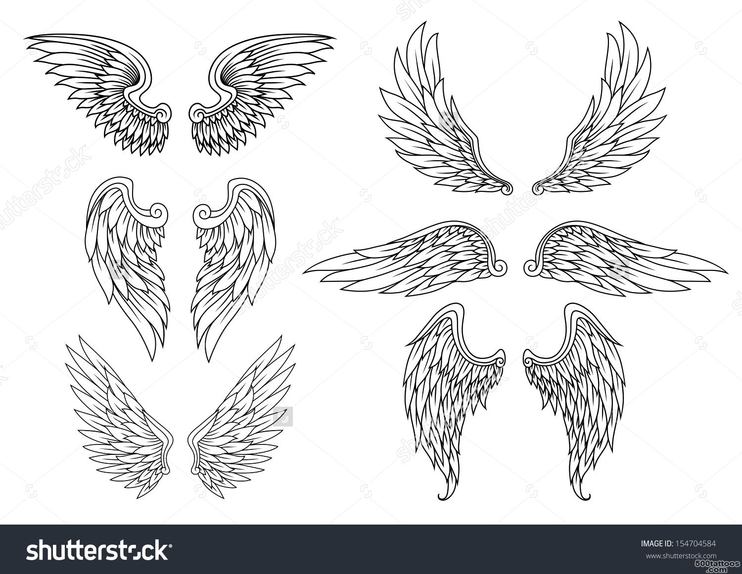 Heraldic Wings Set For Tattoo Or Mascot Design. Jpeg Version Also ..._13
