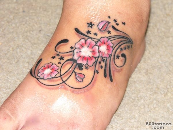 Hd flower chain tattoos on foot_44