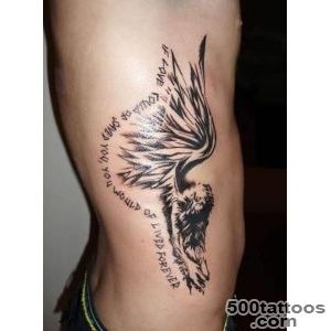 Fascinating Angel Wings And Text Tattoo Design Image Make On Men#39s _36