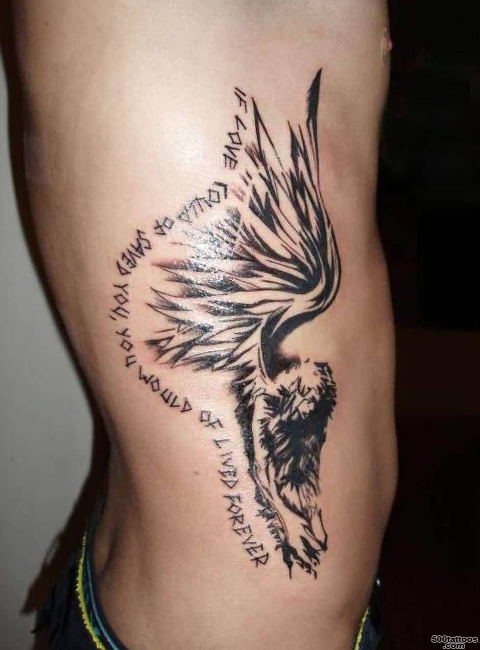 Fascinating Angel Wings And Text Tattoo Design Image Make On Men#39s ..._36