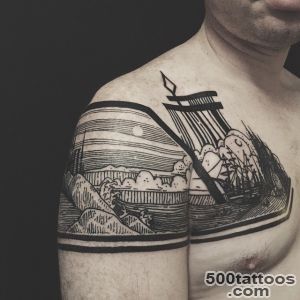 Stunning Diptych Tattoos Form Landscapes Across the Backs of Legs _7