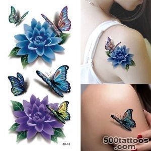 1Pcs Rose Flower Waterproof Temporary Tattoos 3D Colorful Stickers _46