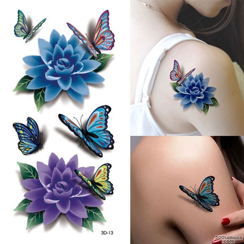 1Pcs Rose Flower Waterproof Temporary Tattoos 3D Colorful Stickers ..._46
