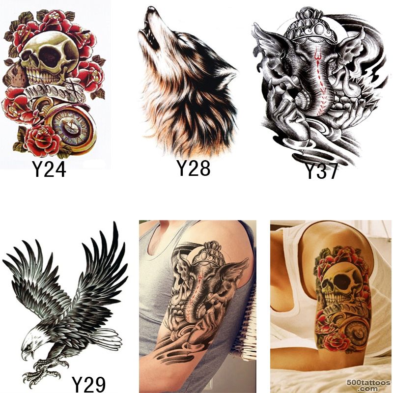 4Pcs Skull Wolf Eagel Sticker For Body Transferable Tattoos ..._16