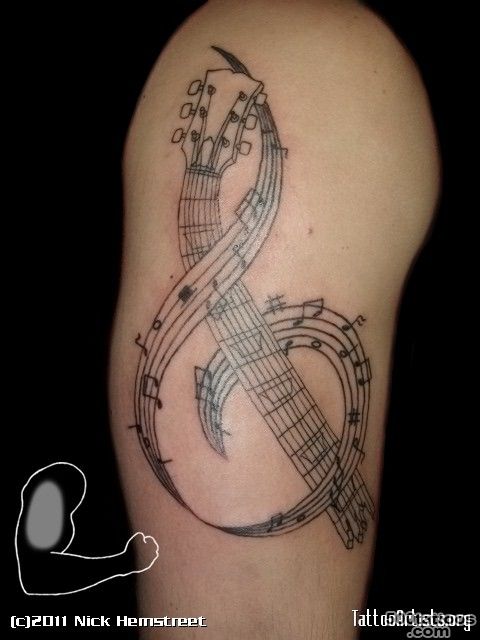 music tattoo but the stem of the treble clef as a music staff as ..._31
