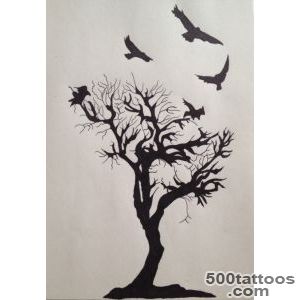 Crow On Tree Tattoo Sketch   Tattoes Idea 2015  2016_38
