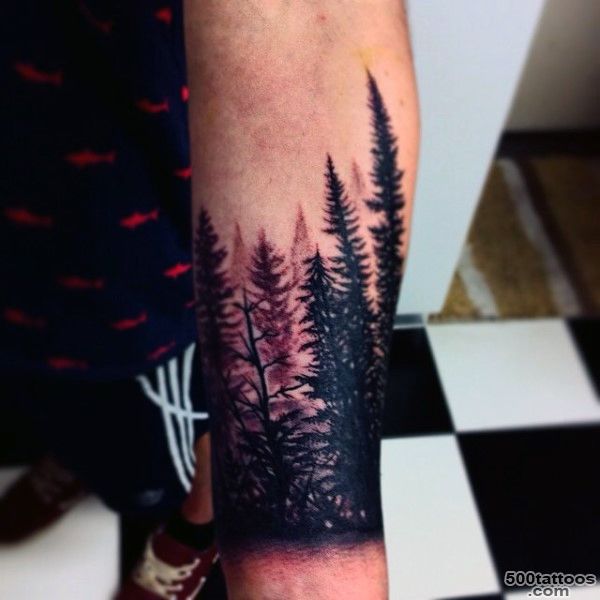 70 Pine Tree Tattoo Ideas For Men   Wood In The Wilderness_47