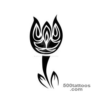 Black and white tulip tattoo design_46