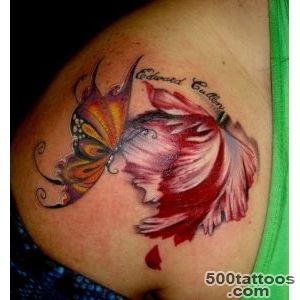 Elegant New Moon Tulip Tattoo On Upperback   Tattoes Idea 2015  2016_43