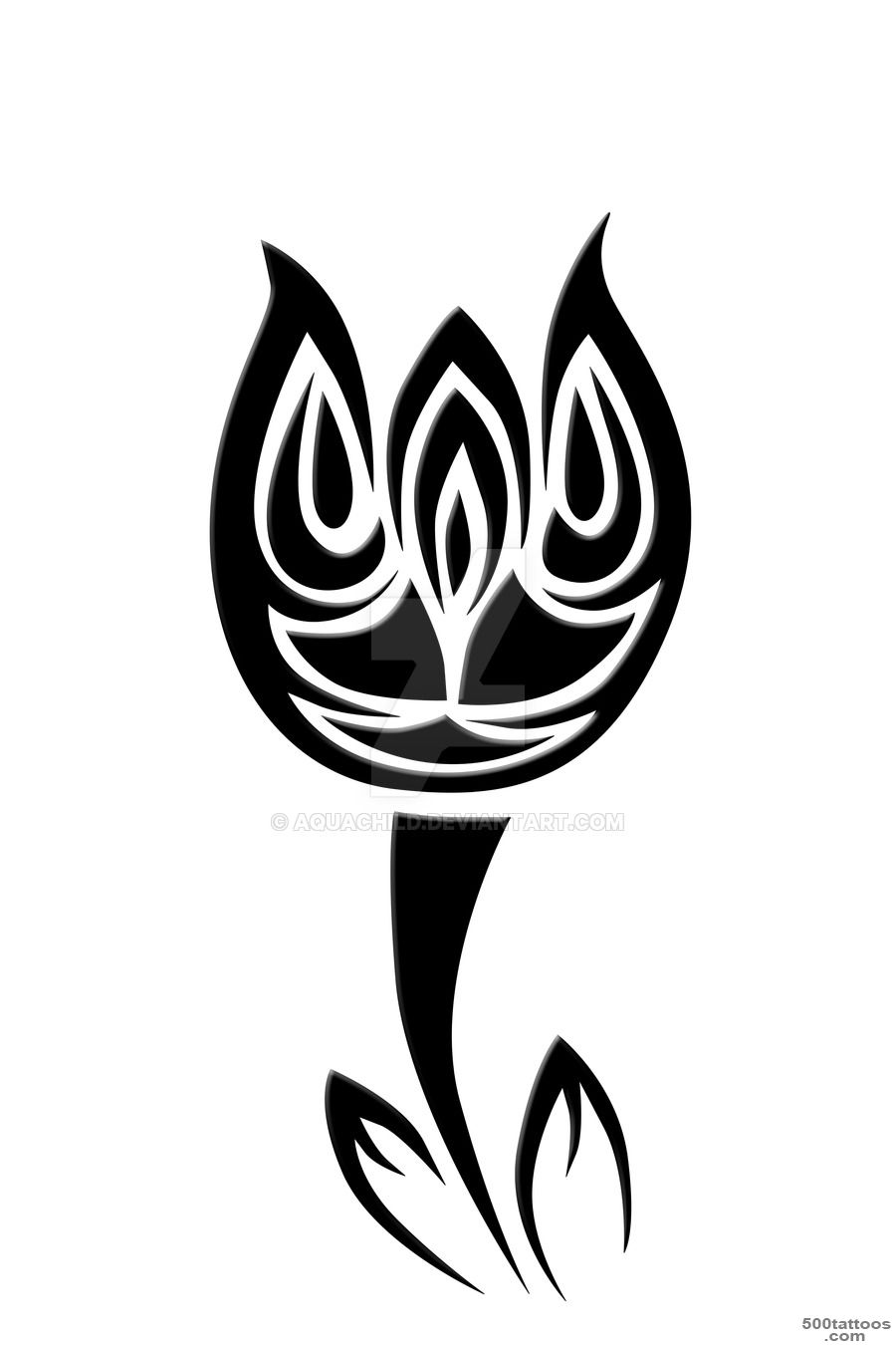 Black and white tulip tattoo design_46