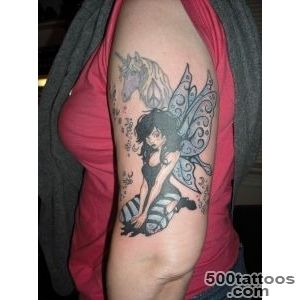 Fairy and unicorn tattoo on half sleeve   Tattooimagesbiz_48