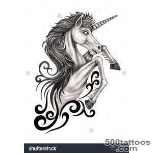 Unicorn Tattoo Hand Drawing On Paper Stock Photo 190288517 _31