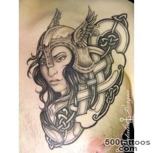 Black and grey viking Valkyrie tattoo on chest  My Tattoo Work _12