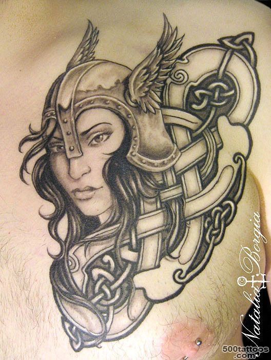 Black and grey viking Valkyrie tattoo on chest.  My Tattoo Work ..._12