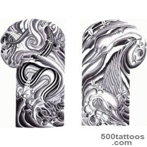 Grey Water Waves Swan Snake Shoulder Suit Tattoo Design   Tattoes _41