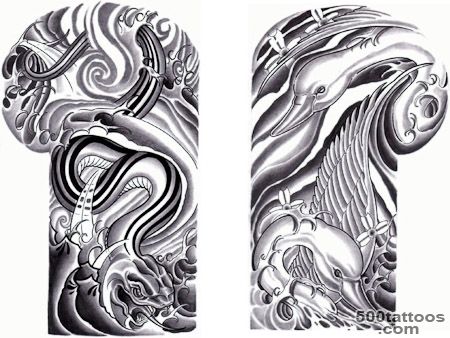 Grey Water Waves Swan Snake Shoulder Suit Tattoo Design   Tattoes ..._41