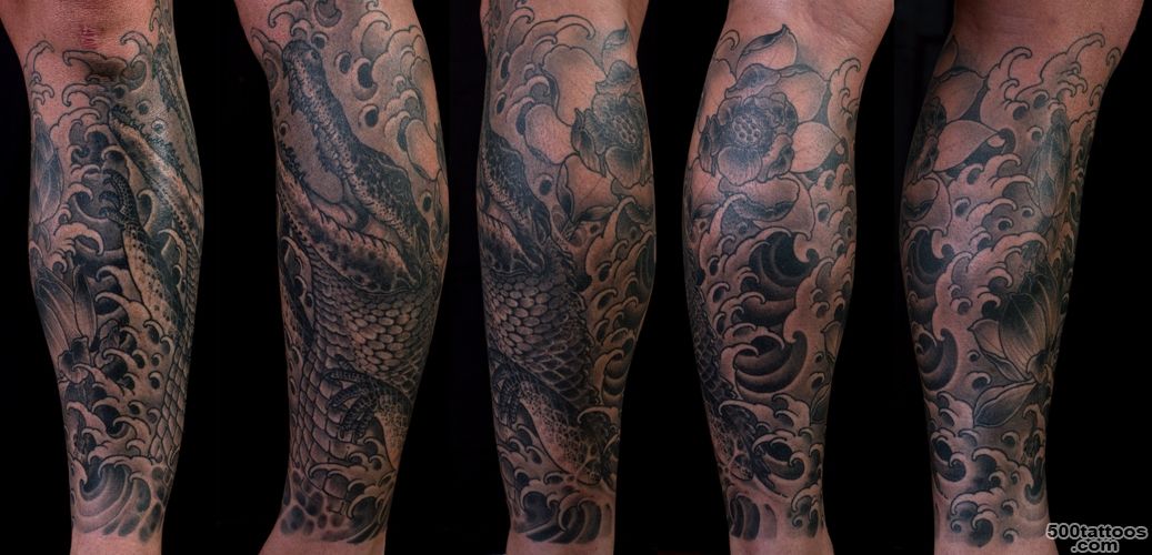 Jeff Srsic Alligator, Lotus, and Water Tattoo_37