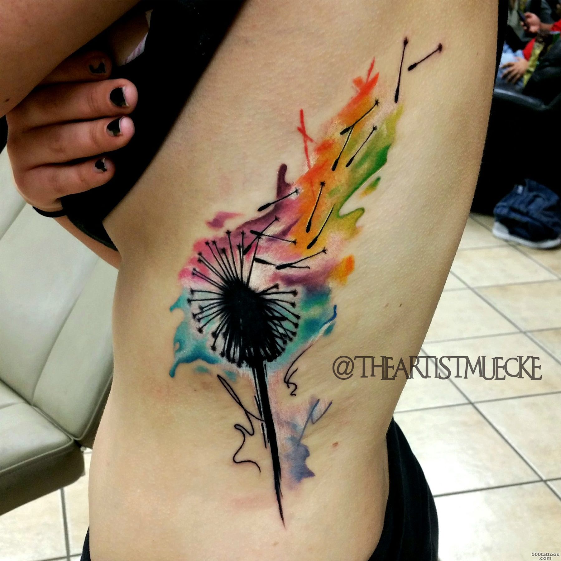 Watercolor tattoo, dandelion, girl tattoos.  Tattoo.com_46