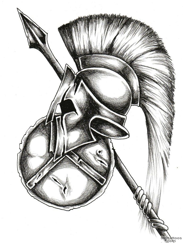 Spartans Helmet and Weapons Tattoo Design   Tattoes Idea 2015  2016_44