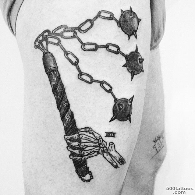 tattoos #blackink #black #ink #medieval #weapons #torture ..._46
