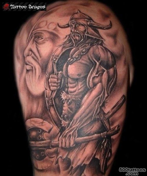 Viking armored with weapons tattoo   Tattooimages.biz_20