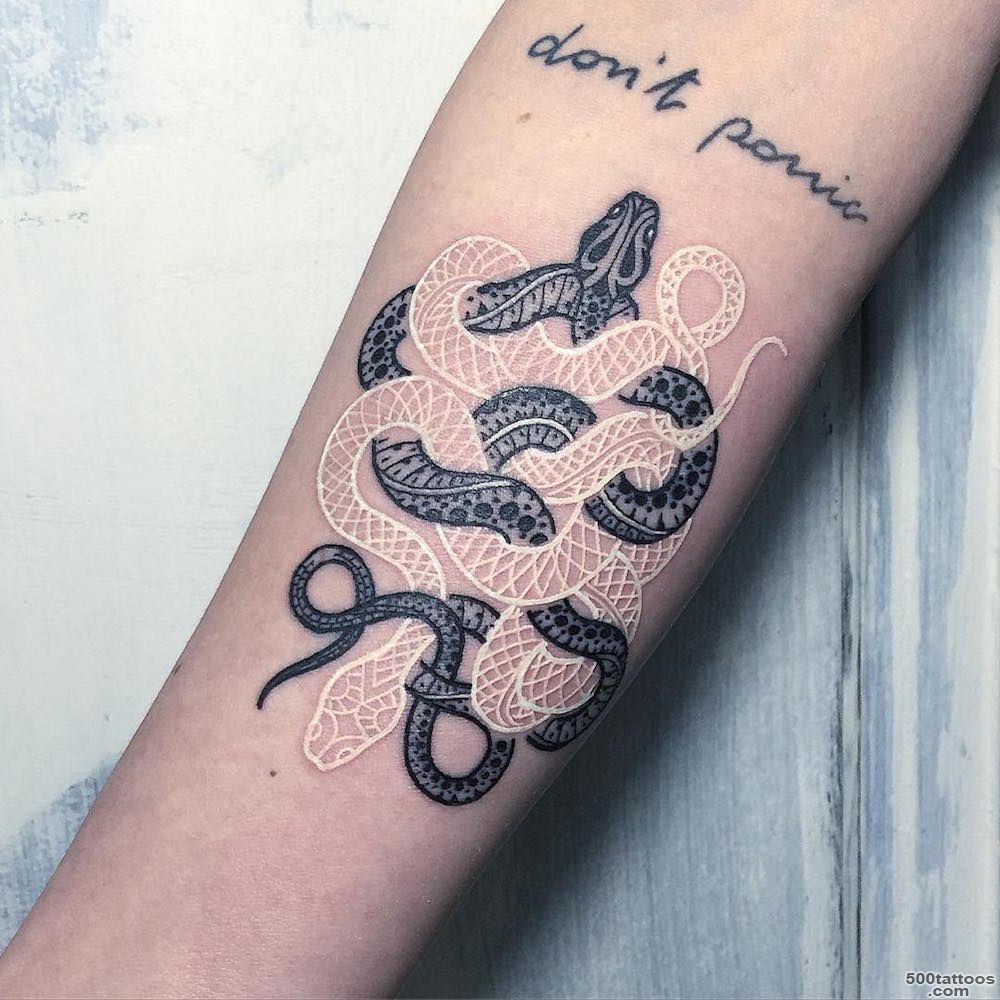 Serpentine Tattoos That Weave Black amp White Ink by Mirko Sata ..._40
