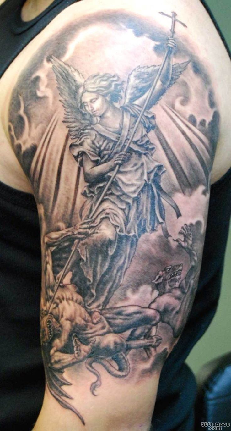 Angel winner evil tattoo on half sleeve   Tattooimages.biz_20