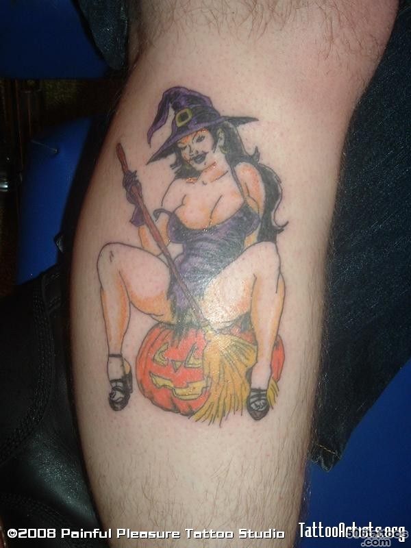 Witch With Tail Tattoo On Sleeve_31