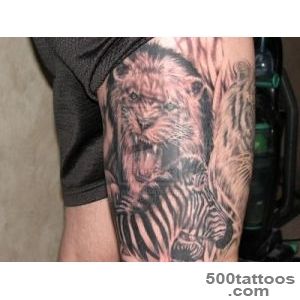 Lion And Zebra Tattoo On Leg  Tattoobitecom_12