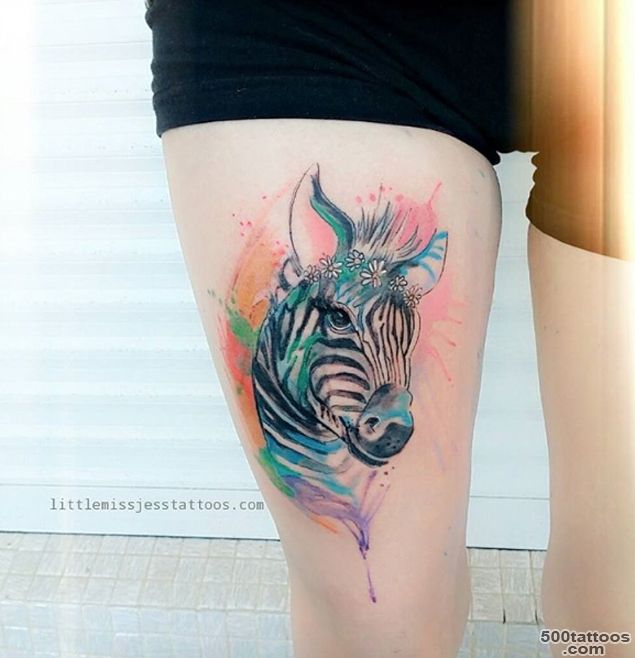 Watercolor Zebra by Jess Hannigan   TattooBlend_2