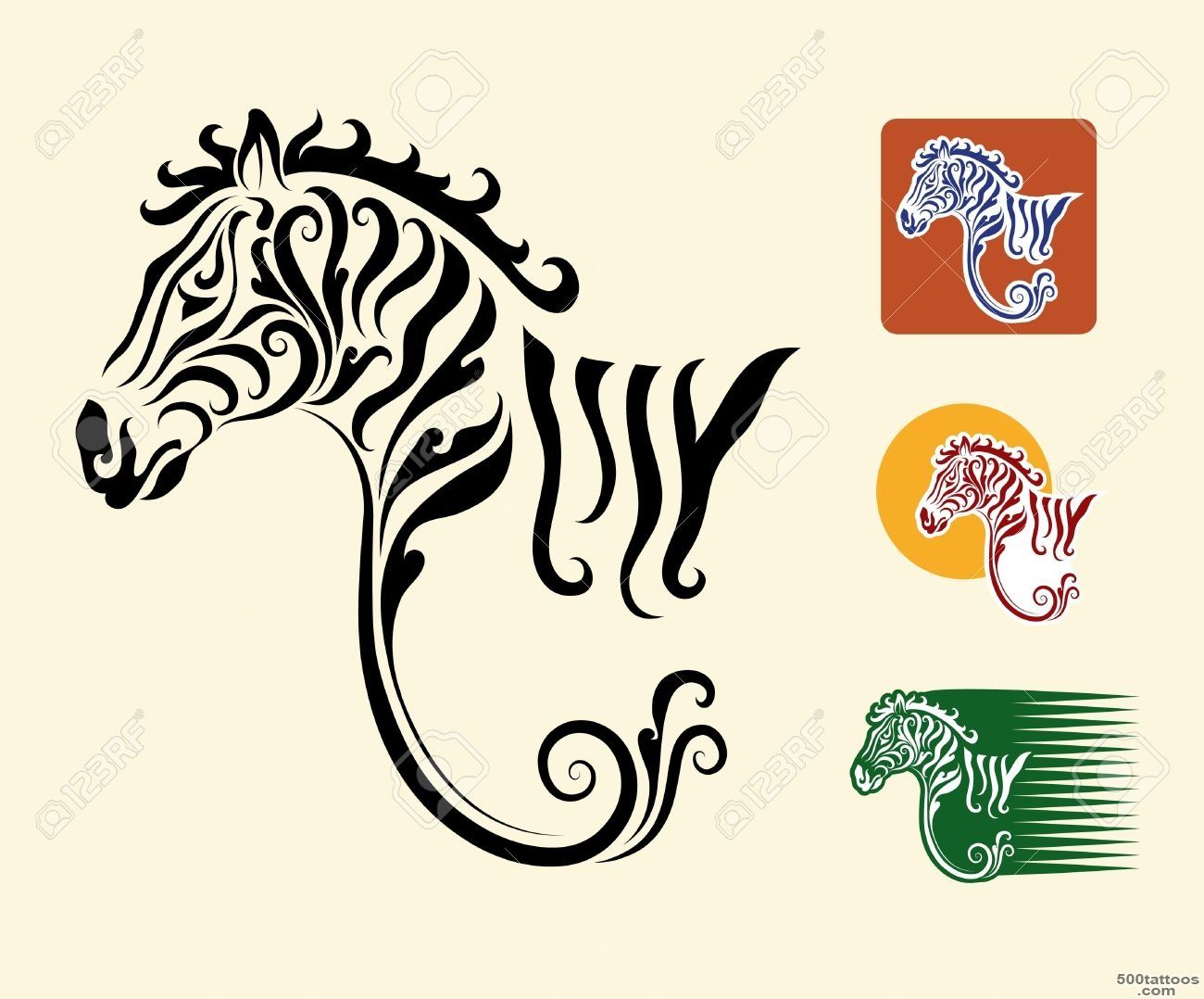 Zebra Symbol And Three Alternative Colors Design Royalty Free ..._49